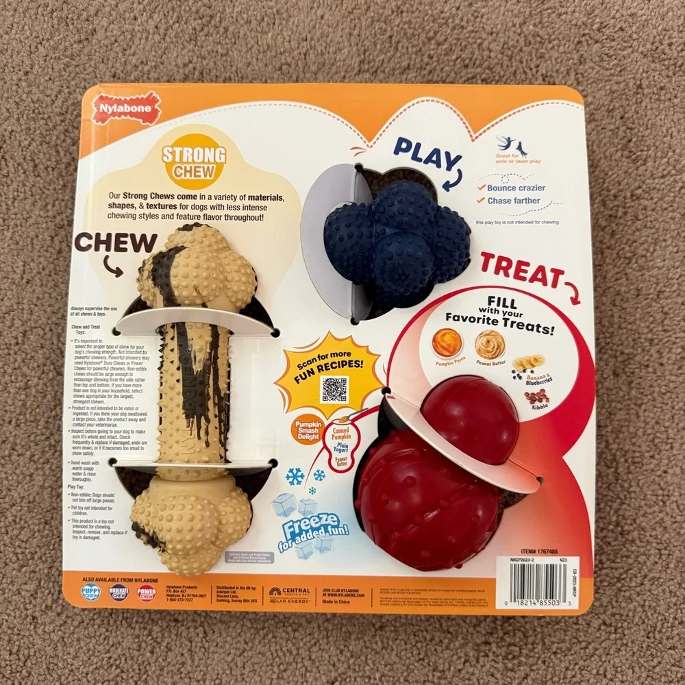 Nylabone Strong & Fun Variety Pack Dog Toys - Red, Blue, Brown